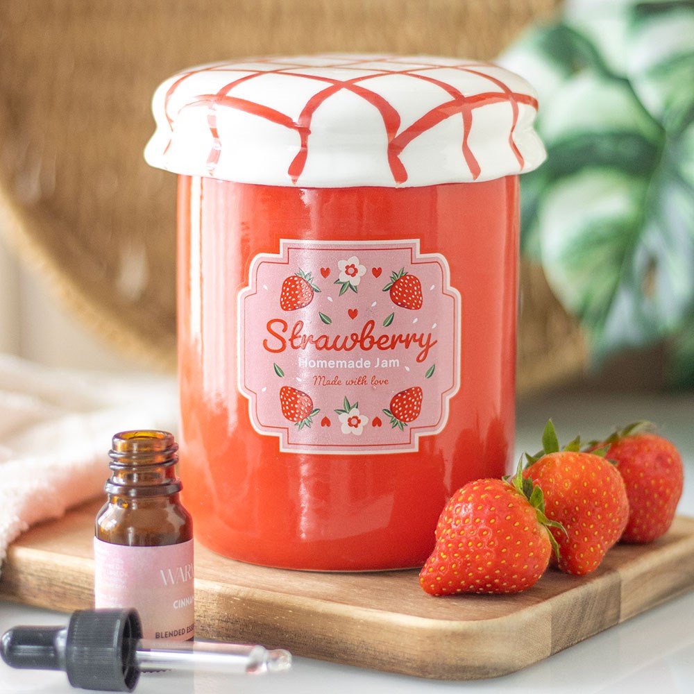 Strawberry Jam Jar Oil Burner &amp; Wax Warmer