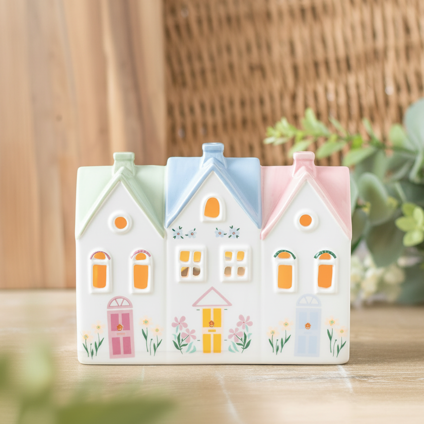 Pastel House Tealight House &amp; Incense Cone Holder