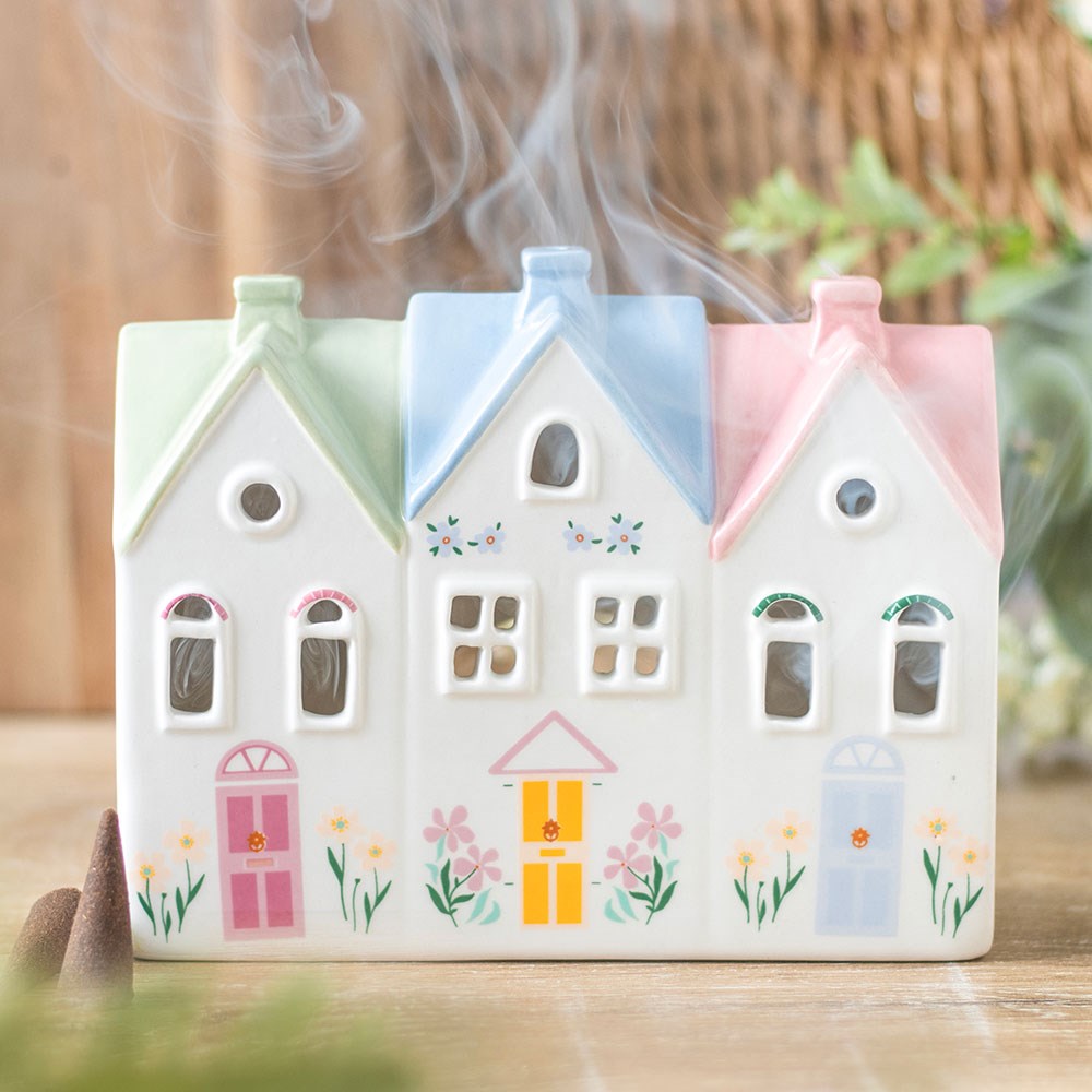 Pastel House Tealight House &amp; Incense Cone Burner