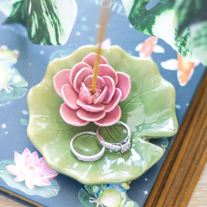 Lily Pad Trinket Dish &amp; Incense Stick Holder