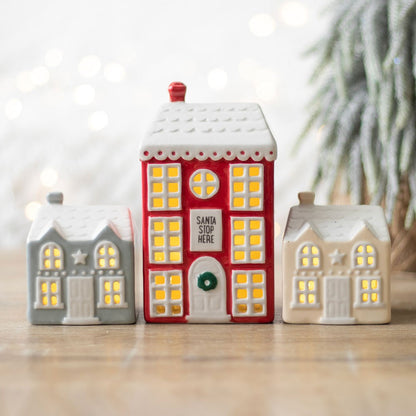 Light Up LED Christmas Houses Set of 3